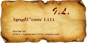 Ignyácsev Lili névjegykártya